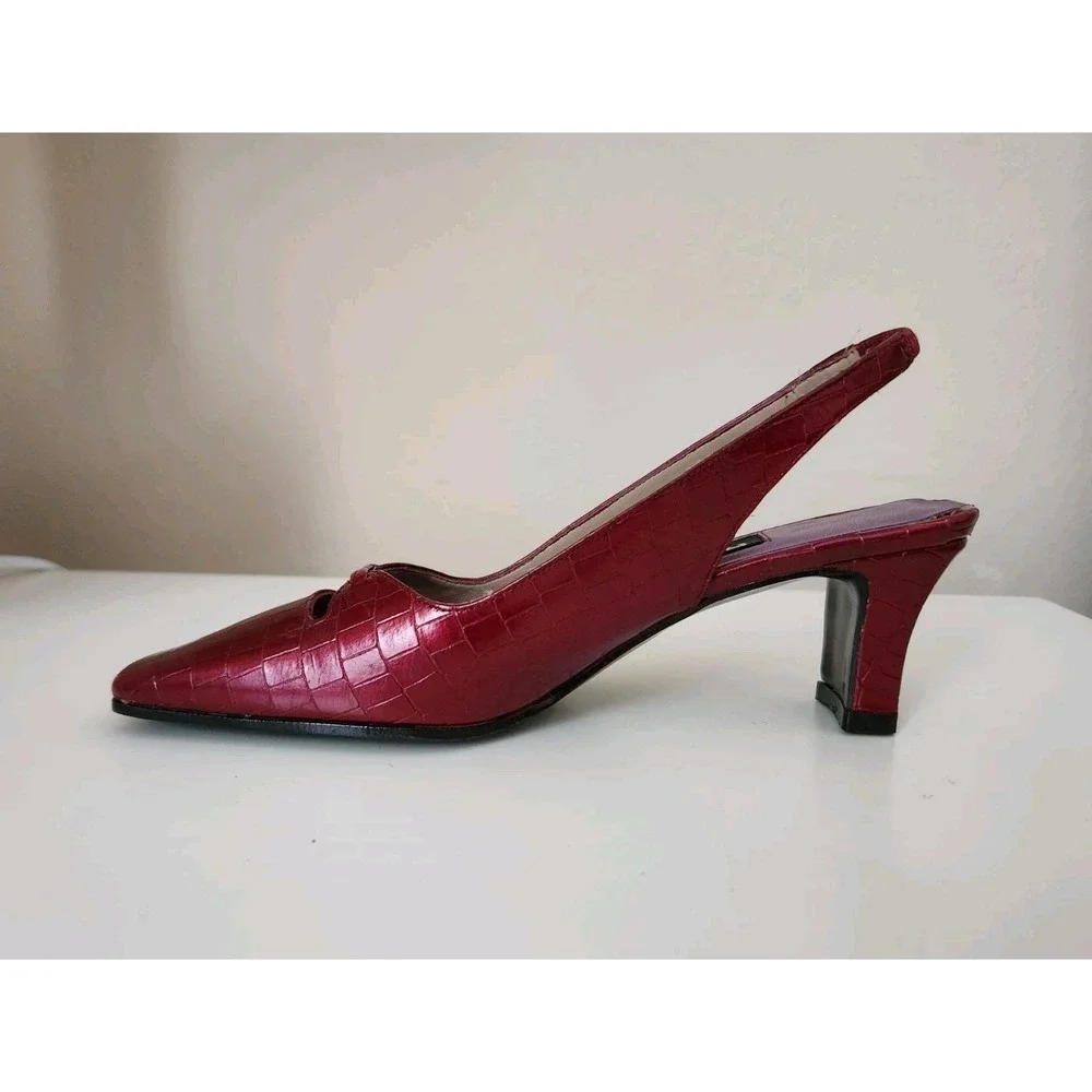 Etienne Aigner‎ Womens Leather High Heels Shoes Red Mahogany Made In Spain Sz 6M